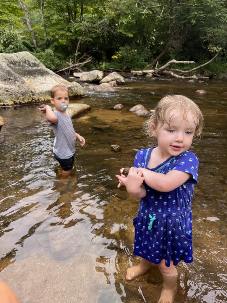 Mercy and George Steinwedell in the creek