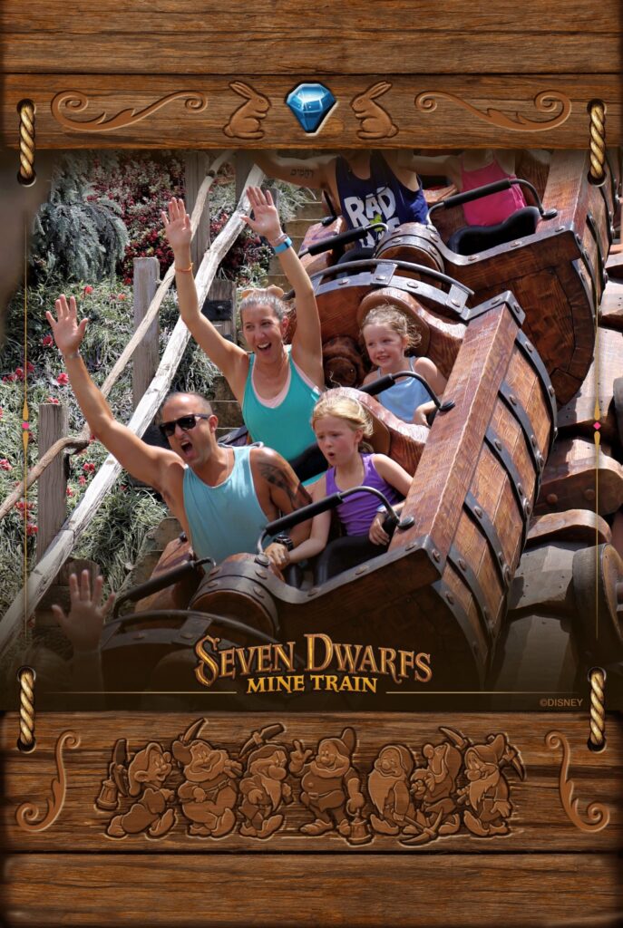 Taylor and Mercy on 7 dwarfs mine train