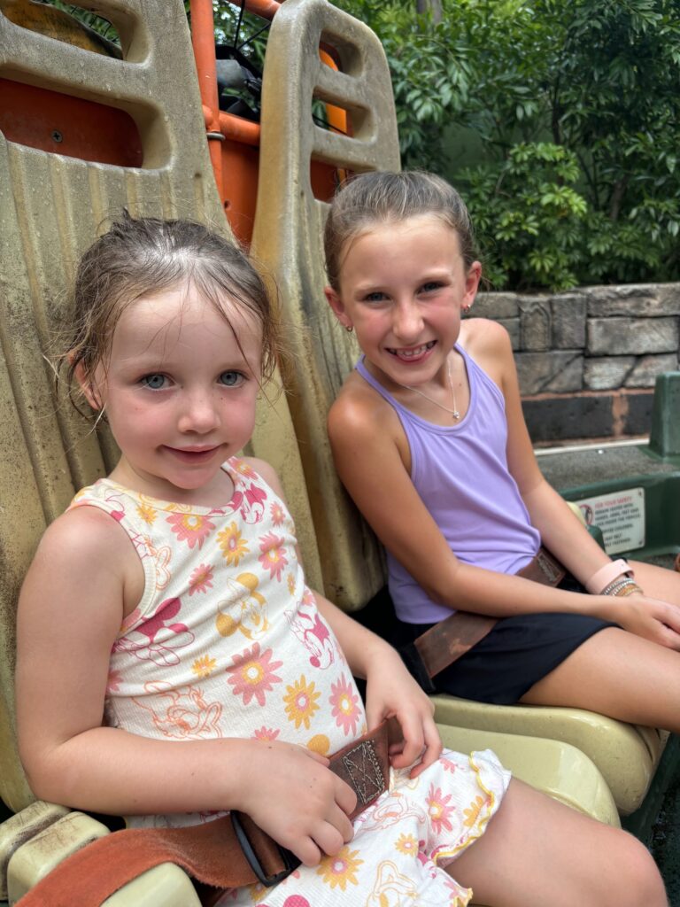 Sisters on a ride at Animal Kingdom