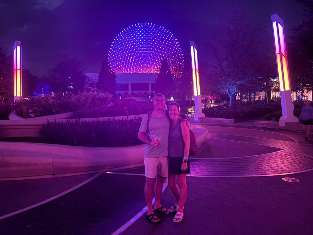 Date night in front of the Epcot ball