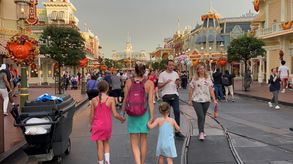 Taylor and the girls on Main Street