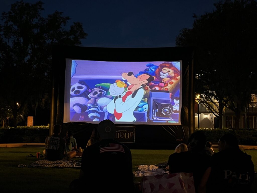 Movie on the lawn at the hotel